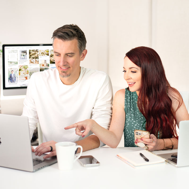 Ben and Cheryl looking at Pinterest on Ben's computer